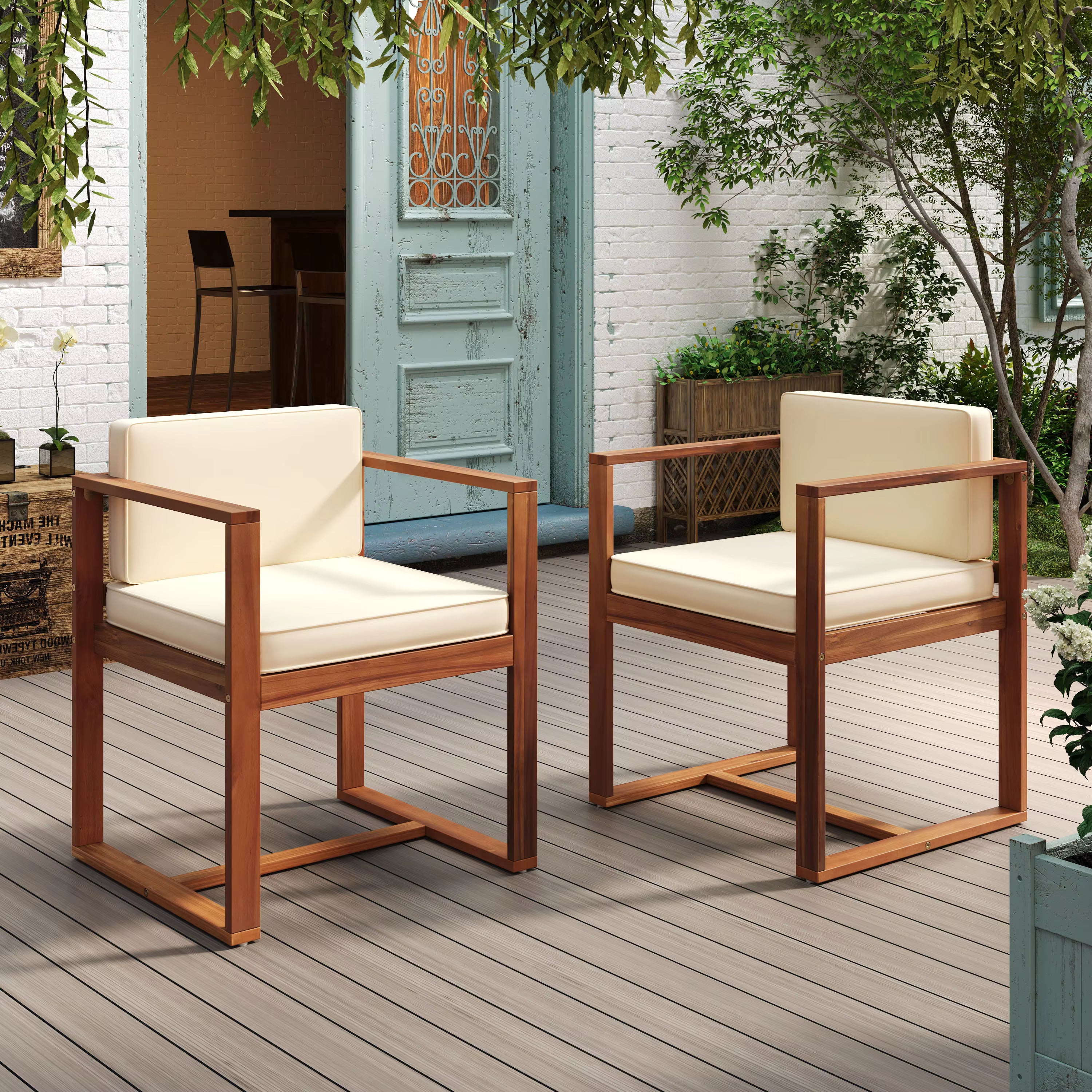 Beige Outdoor Dining Chair (set of 2)