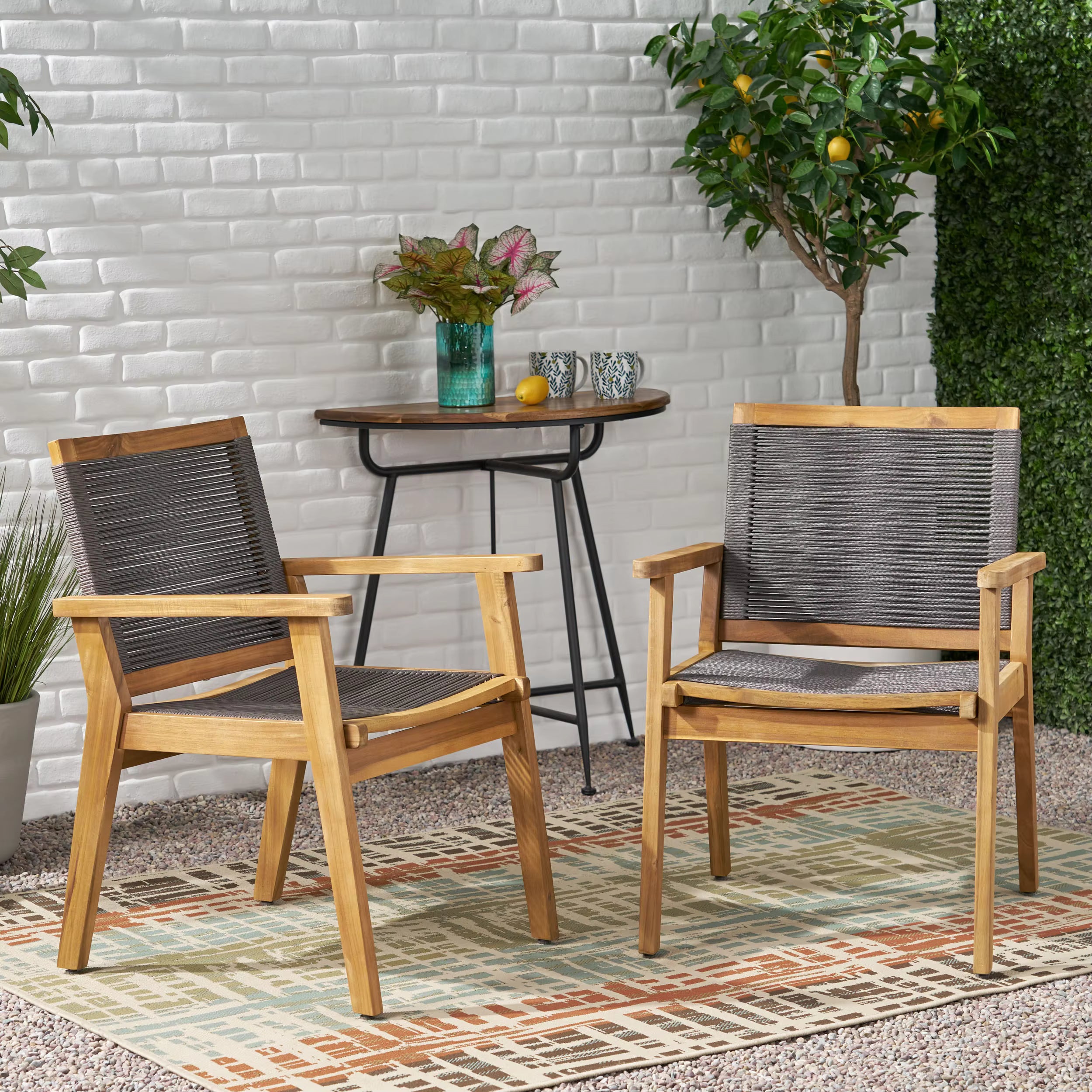 Woven Rope Outdoor Dining Chair (set of 2)